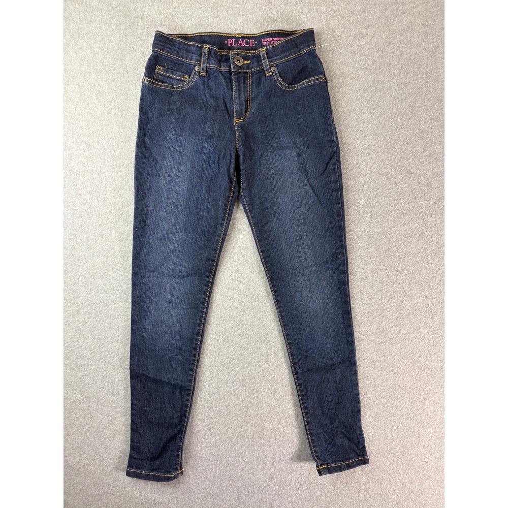 The Children's Place Girls Super Skinny Jeans Dark Wash Adjustable Waist Size 8